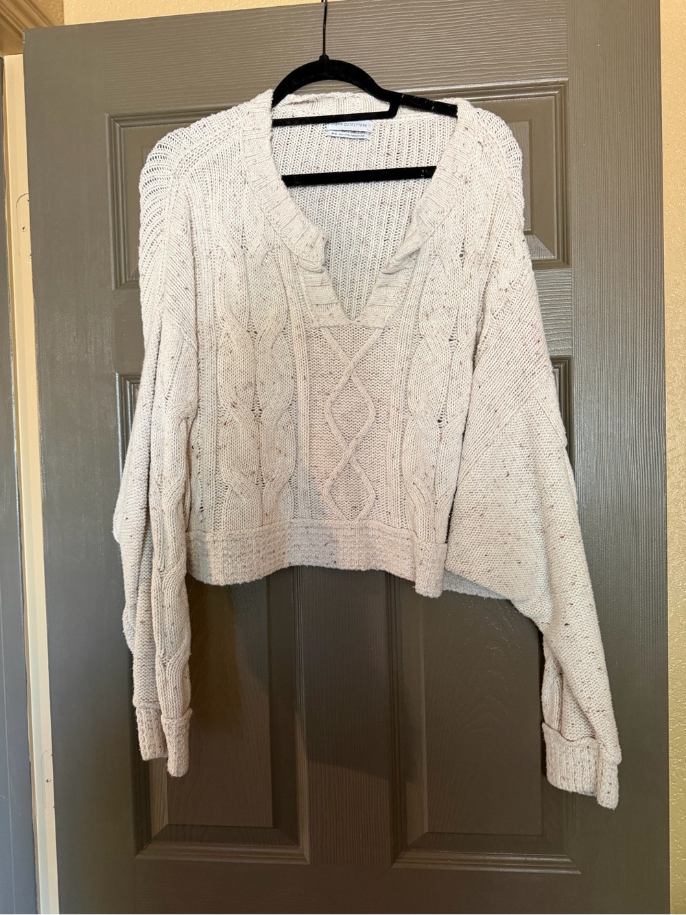 Urban Outfitters Cream Cable-Knit Scoop Sweater